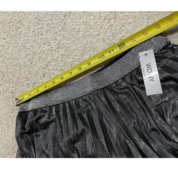 NWT WDNY Women's Size 1X Plus Pleated Midi Skirt Silver Metallic - Picture 4 of 12